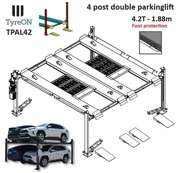 TPAL42 mobile double 4 post parking lift for car - 4.2T - Height 188 cm - Long 415 cm runways with automatic roll-off protection - 230V - To park 4 vehicles - Оборудование для гаражей/ Мастерских: фото 3 TPAL42 mobile double 4 post parking lift for car - 4.2T - Height 188 cm - Long 415 cm runways with automatic roll-off protection - 230V - To park 4 vehicles - Оборудование для гаражей/ Мастерских: фото 3