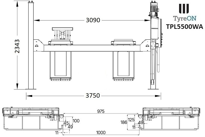 Оборудование для гаражей/ Мастерских TPL5500WA 4 post alignment lift - 5.6 meter runways - Fully integrated free wheels lifting system - 5.5T: фото 6