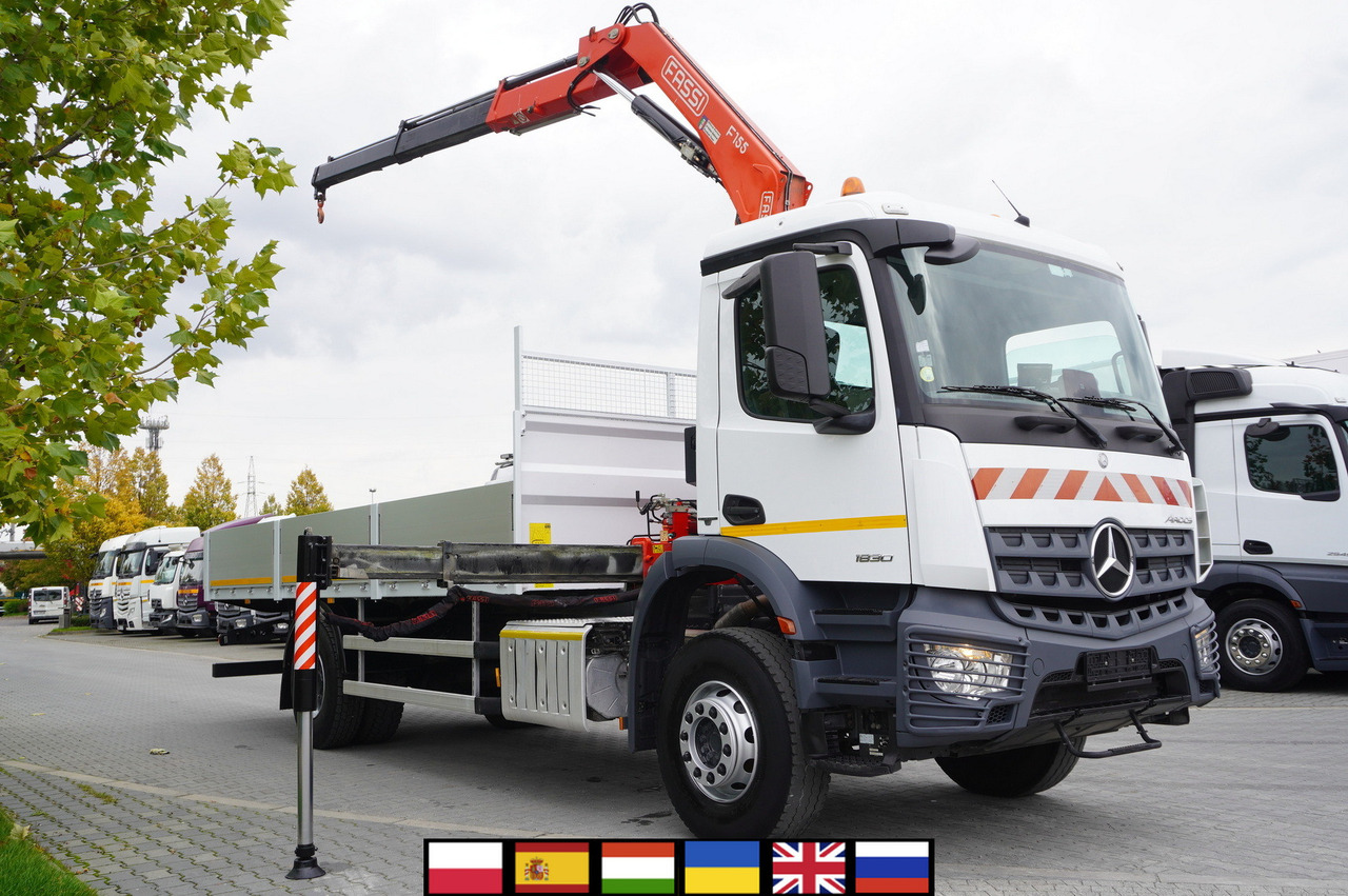 MERCEDES-BENZ Arocs 1830 / Flatbed 16 EPAL / HDS Fassi 155 / Reach 8 m / Load capacity 6160 kg - Грузовик бортовой/ Платформа, Автоманипулятор: фото 1 MERCEDES-BENZ Arocs 1830 / Flatbed 16 EPAL / HDS Fassi 155 / Reach 8 m / Load capacity 6160 kg - Грузовик бортовой/ Платформа, Автоманипулятор: фото 1