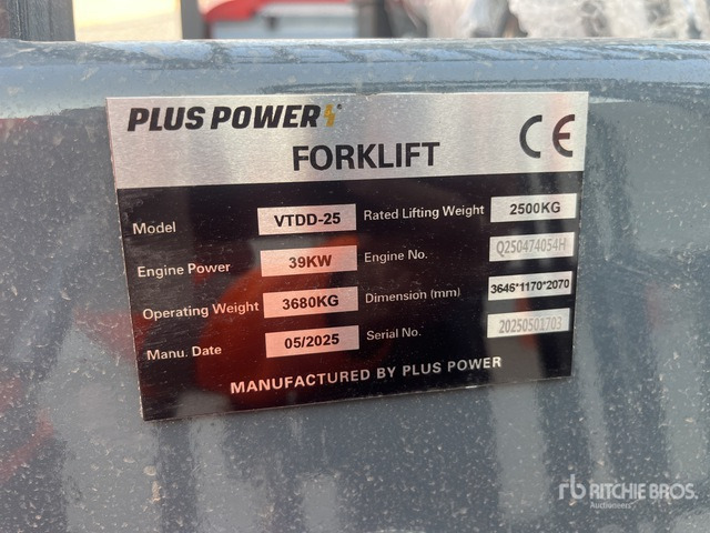 2025 Plus Power VTDD 25 (Unused) Forklift - Вилочный погрузчик: фото 2 2025 Plus Power VTDD 25 (Unused) Forklift - Вилочный погрузчик: фото 2