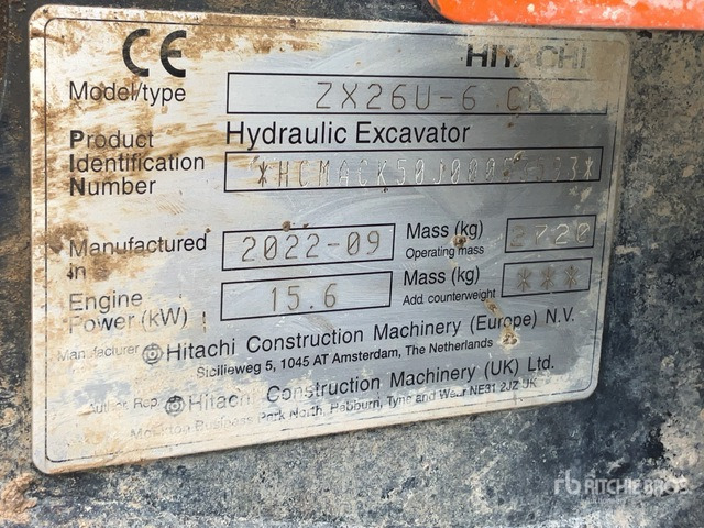 2022 Hitachi ZX26U-6 Mini Excavator: <6.6t - Мини-экскаватор: фото 2 2022 Hitachi ZX26U-6 Mini Excavator: <6.6t - Мини-экскаватор: фото 2