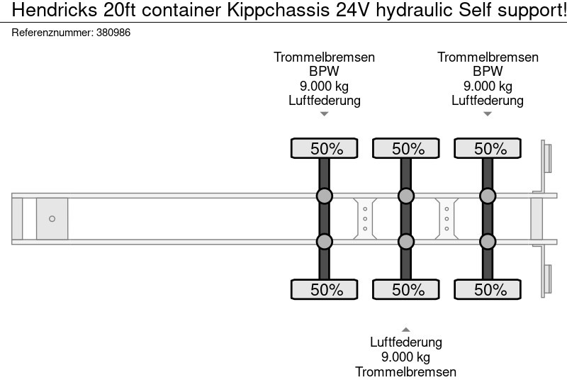 Полуприцеп-контейнеровоз/ Сменный кузов Hendricks 20ft container Kippchassis 24V hydraulic Self support!: фото 19
