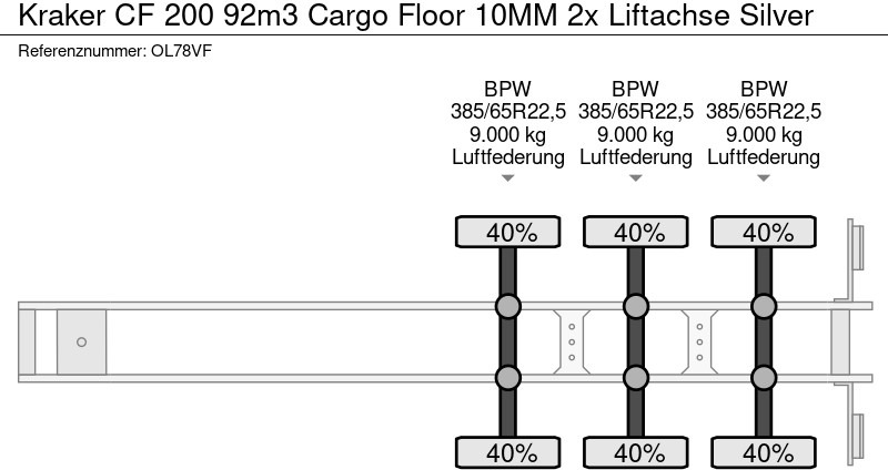 Полуприцеп с подвижным полом kraker CF 200 92m3 Cargo Floor 10MM 2x Liftachse Silver: фото 13 Полуприцеп с подвижным полом kraker CF 200 92m3 Cargo Floor 10MM 2x Liftachse Silver: фото 13