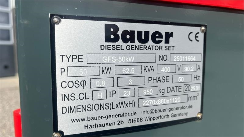 Bauer GFS-50 ATS, 50 kW/62,5 kVA - Электрогенератор: фото 4 Bauer GFS-50 ATS, 50 kW/62,5 kVA - Электрогенератор: фото 4