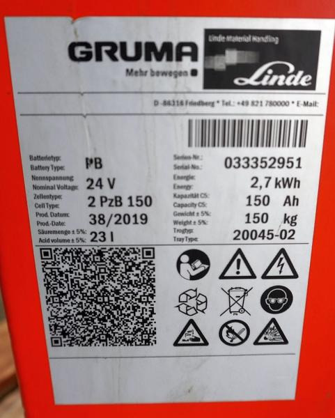 GRUMA 24 Volt 2 PzB 150 Ah - Аккумулятор для Погрузочно-разгрузочной техники: фото 5 GRUMA 24 Volt 2 PzB 150 Ah - Аккумулятор для Погрузочно-разгрузочной техники: фото 5