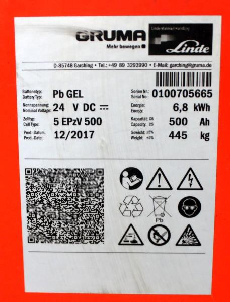 GRUMA 24 Volt 5 PzV 500 Ah - Аккумулятор для Погрузочно-разгрузочной техники: фото 5 GRUMA 24 Volt 5 PzV 500 Ah - Аккумулятор для Погрузочно-разгрузочной техники: фото 5