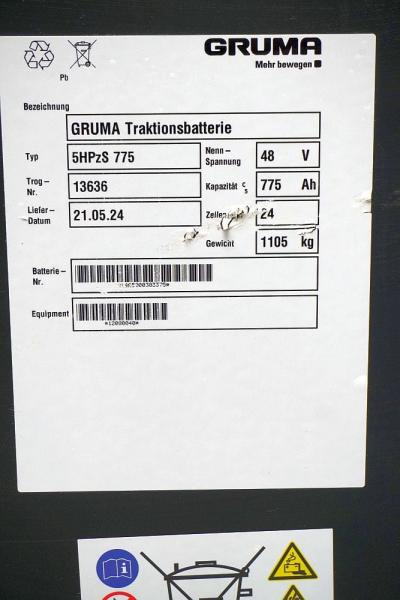GRUMA 48 Volt 5 PzS 775 Ah - Аккумулятор: фото 5 GRUMA 48 Volt 5 PzS 775 Ah - Аккумулятор: фото 5