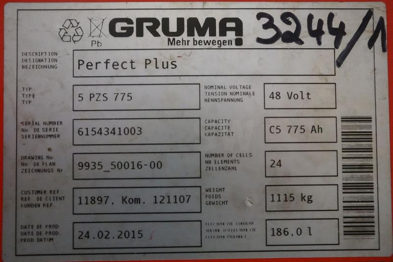 GRUMA 48 Volt 5 PzS 775 Ah - Аккумулятор для Погрузочно-разгрузочной техники: фото 5 GRUMA 48 Volt 5 PzS 775 Ah - Аккумулятор для Погрузочно-разгрузочной техники: фото 5