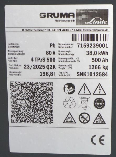 GRUMA 80 Volt 4 PzS 500 Ah - Аккумулятор для Погрузочно-разгрузочной техники: фото 5 GRUMA 80 Volt 4 PzS 500 Ah - Аккумулятор для Погрузочно-разгрузочной техники: фото 5