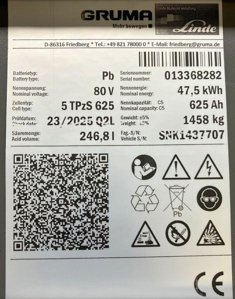 GRUMA 80 Volt 5 PzS 625 Ah - Аккумулятор для Погрузочно-разгрузочной техники: фото 5 GRUMA 80 Volt 5 PzS 625 Ah - Аккумулятор для Погрузочно-разгрузочной техники: фото 5