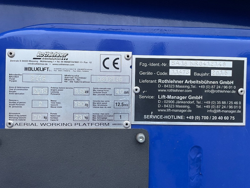 Bluelift SA 16 - Коленчатый подъемник: фото 3 Bluelift SA 16 - Коленчатый подъемник: фото 3