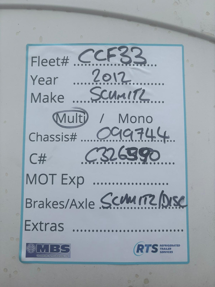 2012 Schmitz 13.6m Fridge Trailer – CCF33 - Полуприцеп-рефрижератор: фото 2 2012 Schmitz 13.6m Fridge Trailer – CCF33 - Полуприцеп-рефрижератор: фото 2