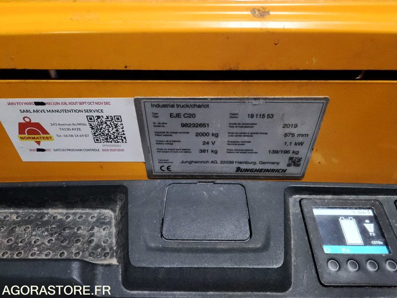 2 TRANSPALETTES ELECTRIQUE A LEVEE INITIALE 24V 150Ah CHARGEUR EMBARQUE DE 2019 - Тележка: фото 1 2 TRANSPALETTES ELECTRIQUE A LEVEE INITIALE 24V 150Ah CHARGEUR EMBARQUE DE 2019 - Тележка: фото 1