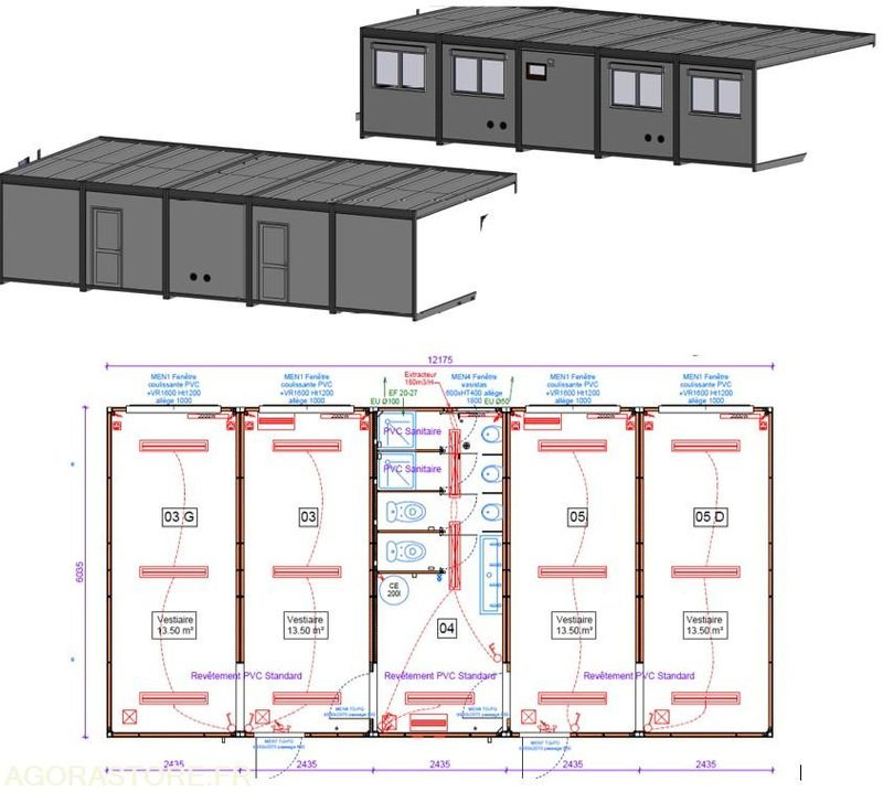 5 modules vestiaire/sanitaire - Жилой контейнер: фото 4 5 modules vestiaire/sanitaire - Жилой контейнер: фото 4