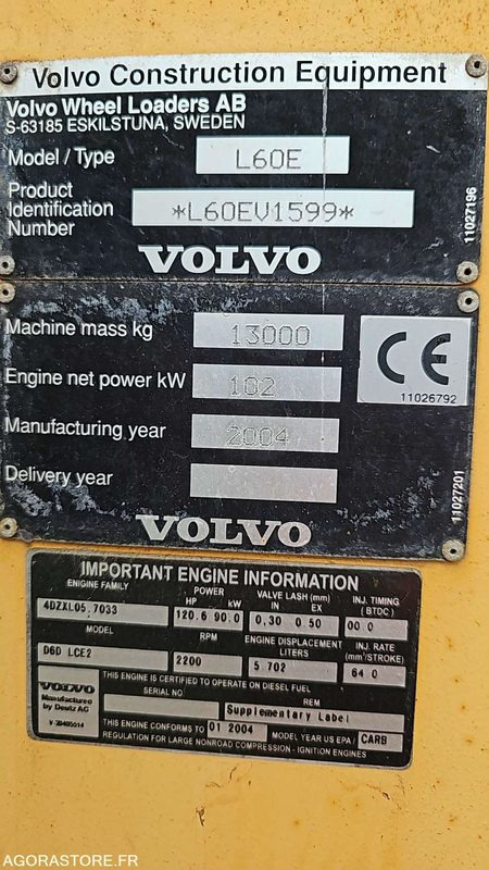 Погрузчик CHARGEUR SUR PNEUS VOLVO L60E - L60EV1599 - 1315 HEURES - 2004: фото 7