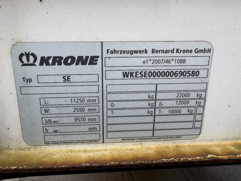 Тентованный полуприцеп Krone SE 1X BPW AXLE SLIDING ROOF BÄR LOADLIFT: фото 14