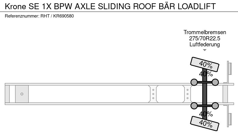 Тентованный полуприцеп Krone SE 1X BPW AXLE SLIDING ROOF BÄR LOADLIFT: фото 16