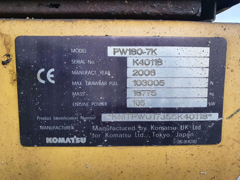 Колёсный экскаватор Komatsu PW180-7K: фото 15