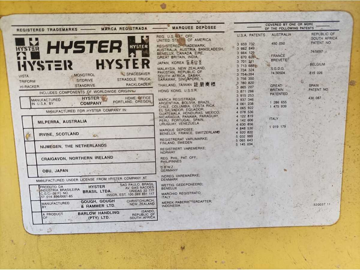 1994 HYSTER A1.50XL FORKLIFT TRUCK - Вилочный погрузчик: фото 5 1994 HYSTER A1.50XL FORKLIFT TRUCK - Вилочный погрузчик: фото 5