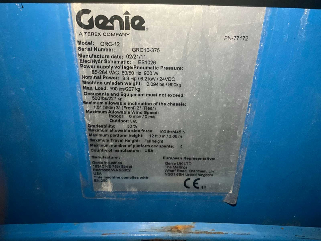 2011 GENIE GRC-12 AERIAL PLATFORM - Подъёмник: фото 5 2011 GENIE GRC-12 AERIAL PLATFORM - Подъёмник: фото 5