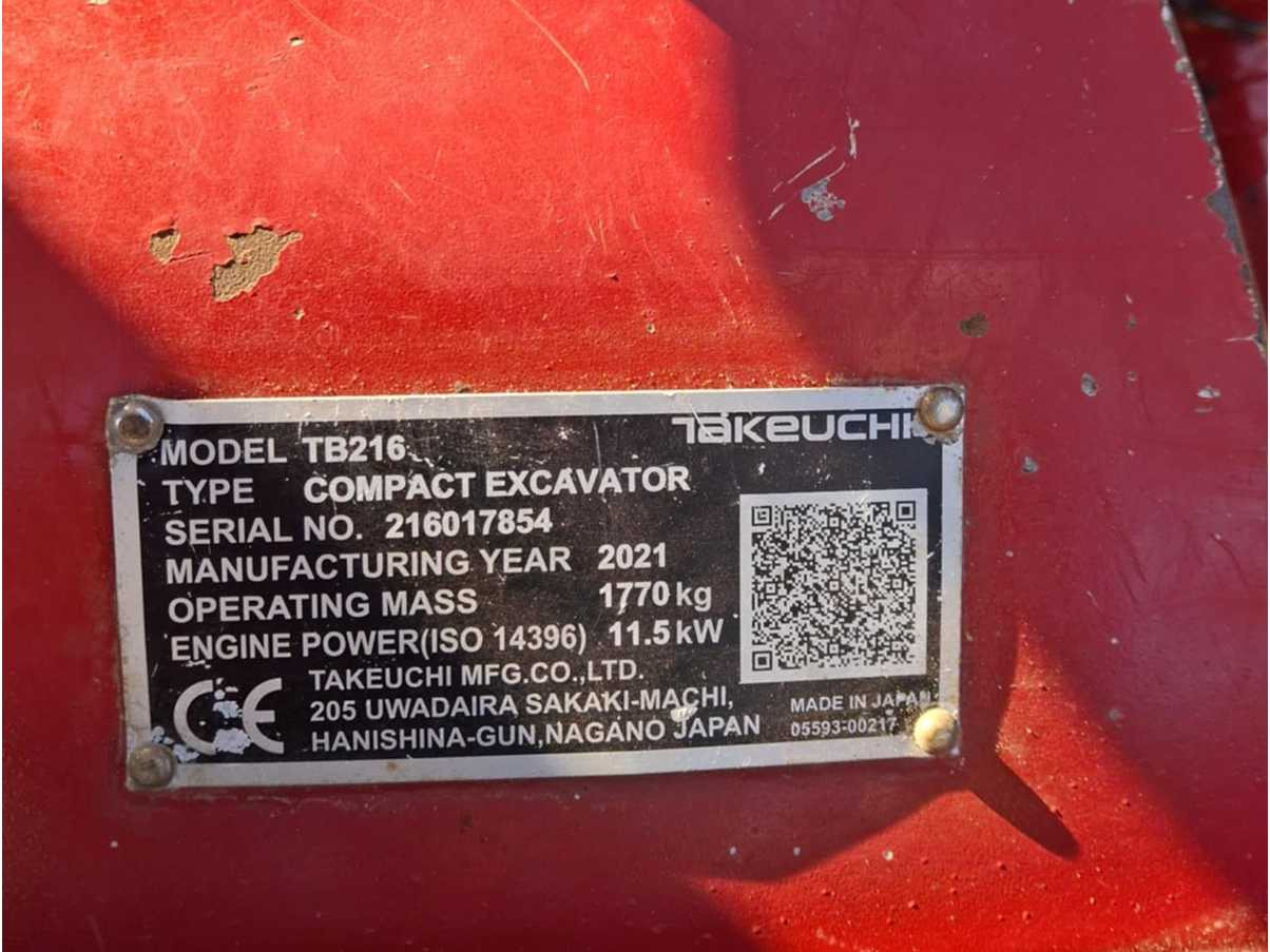 Takeuchi TB216 - Мини-экскаватор: фото 4 Takeuchi TB216 - Мини-экскаватор: фото 4