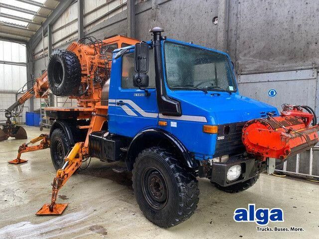 Unimog U 1450 4x4, Zug & Bergwinde, Kran, Greifer, AH - Строительная техника: фото 1 Unimog U 1450 4x4, Zug & Bergwinde, Kran, Greifer, AH - Строительная техника: фото 1