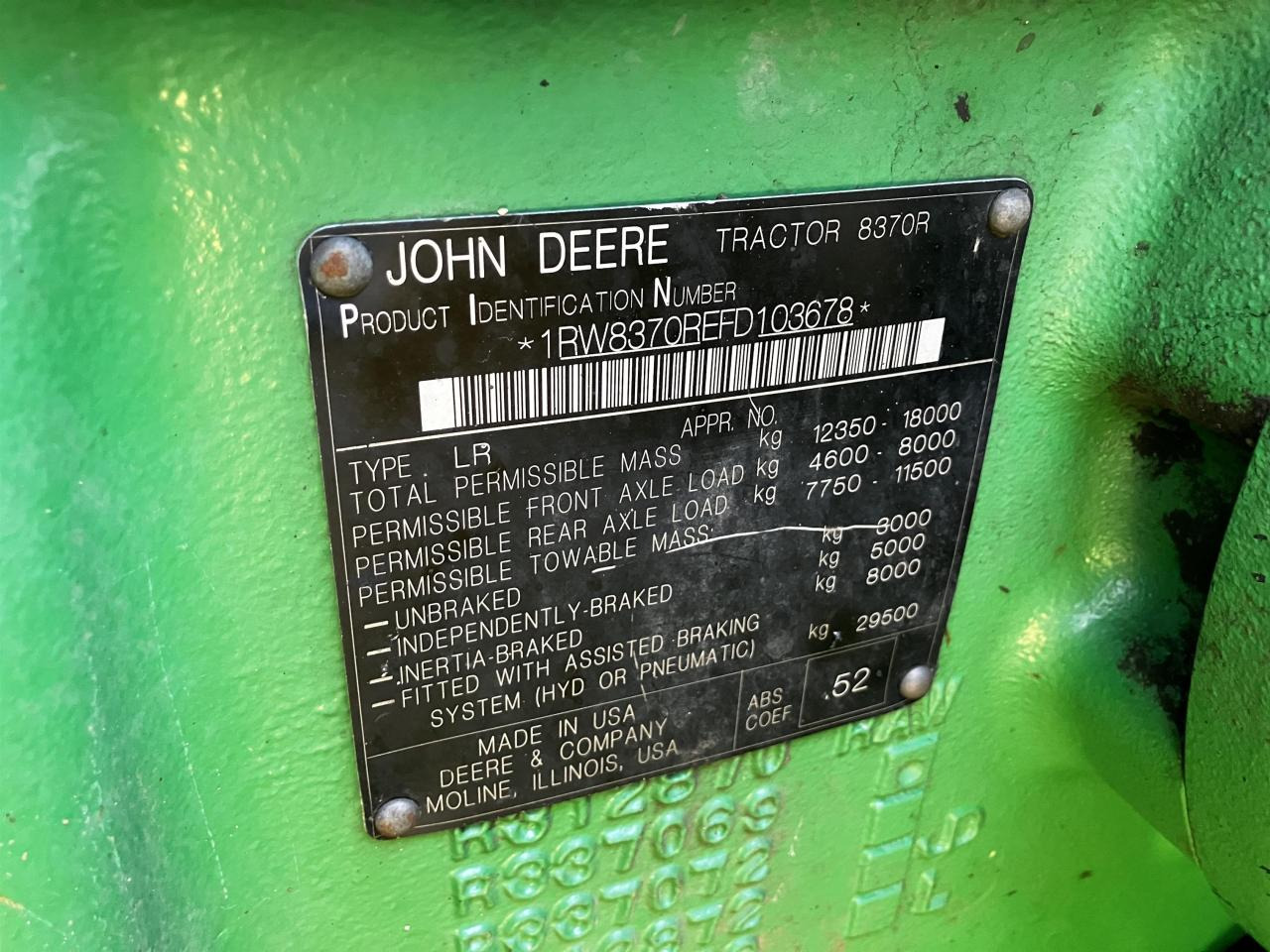 Трактор John Deere 8370R: фото 14