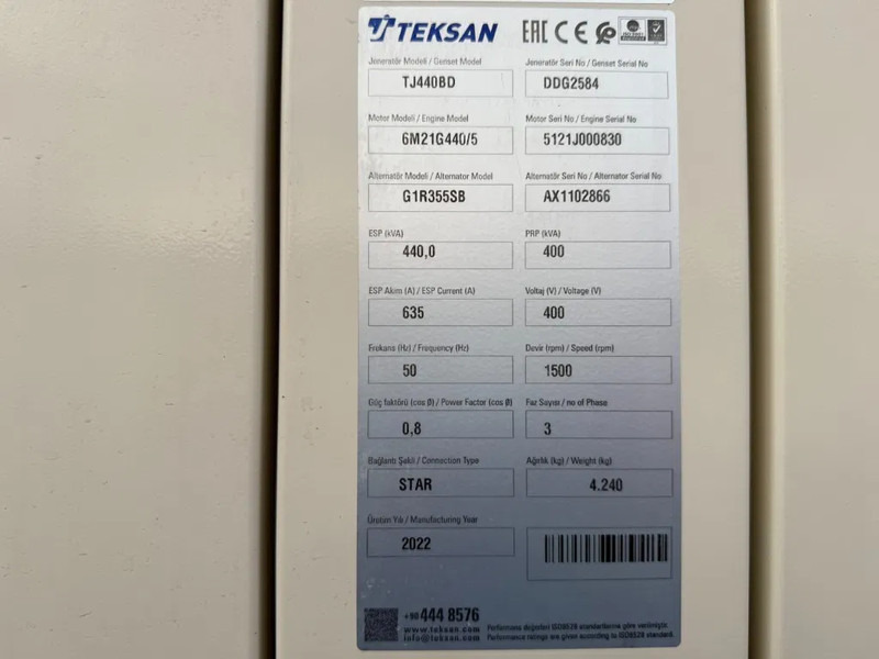 Baudouin Teksan 440 kVA Silent Noodstroom Generatorset Overstock ! New ! Surplus - Электрогенератор: фото 5 Baudouin Teksan 440 kVA Silent Noodstroom Generatorset Overstock ! New ! Surplus - Электрогенератор: фото 5