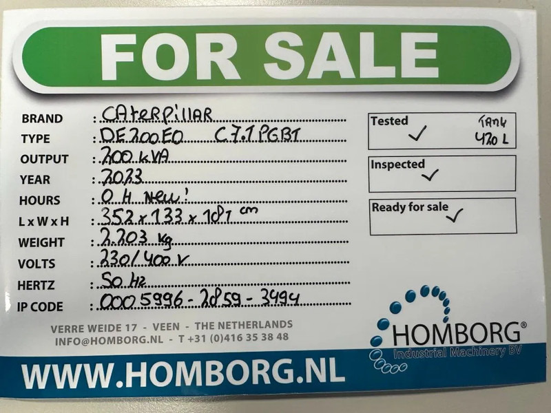 Caterpillar DE200E0 C7.1 PGBT 200 kVA Silent Generatorset CAT New ! - Электрогенератор: фото 2 Caterpillar DE200E0 C7.1 PGBT 200 kVA Silent Generatorset CAT New ! - Электрогенератор: фото 2