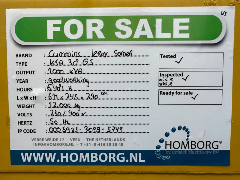 Электрогенератор Cummins KTA 38 G5 Leroy Somer 1000 kVA Silent generatorset in container: фото 16 Электрогенератор Cummins KTA 38 G5 Leroy Somer 1000 kVA Silent generatorset in container: фото 16