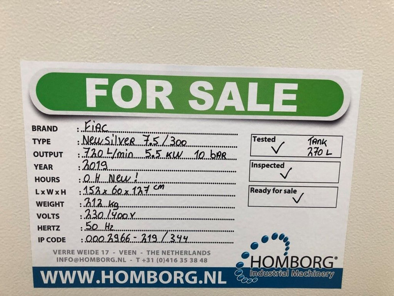 Новый Воздушный компрессор Fiac New Silver 7.5 / 300 Silent 5.5 kW 720 L / min  10 Bar Elektrische schroefcompressor met ketel: фото 16