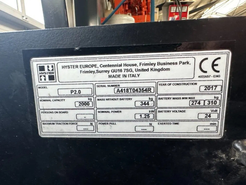 Hyster P2.0 Palletwagen 2 ton Elektra Pallettruck - Тележка: фото 4 Hyster P2.0 Palletwagen 2 ton Elektra Pallettruck - Тележка: фото 4