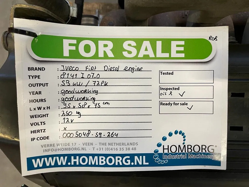 Двигатель для Погрузочно-разгрузочной техники Iveco 8141 Diesel Motor 4 cilinder 53 kW / 74 PK Diesel Engine: фото 10