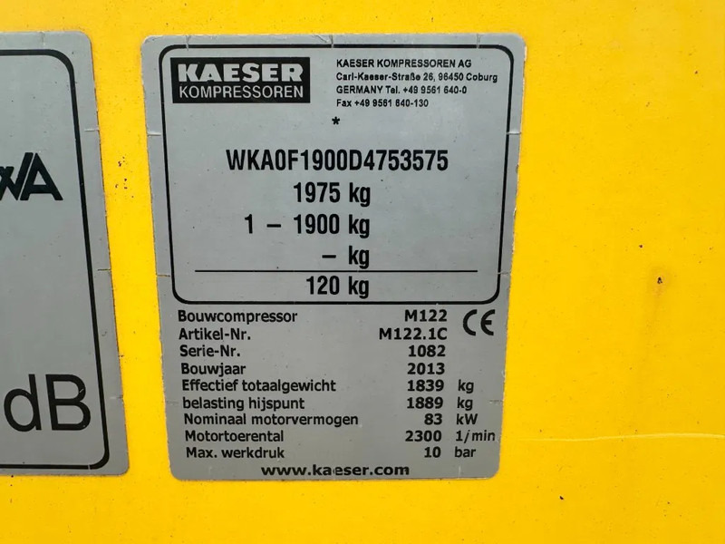 Kaeser M122 Deutz 11.1 m3 / min 10 Bar 83 kW Mobiele Diesel Compressor - Воздушный компрессор: фото 3 Kaeser M122 Deutz 11.1 m3 / min 10 Bar 83 kW Mobiele Diesel Compressor - Воздушный компрессор: фото 3