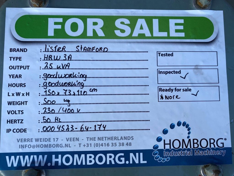 Электрогенератор Lister HRW3A Stamford 25 kVA generatorset: фото 11