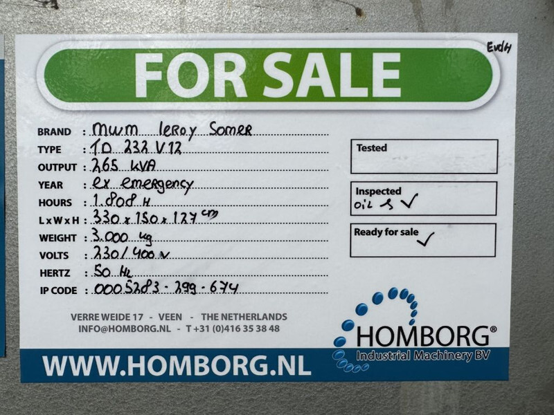 Электрогенератор MWM TD 232 V12 Leroy Somer 265 kVA generatorset: фото 16