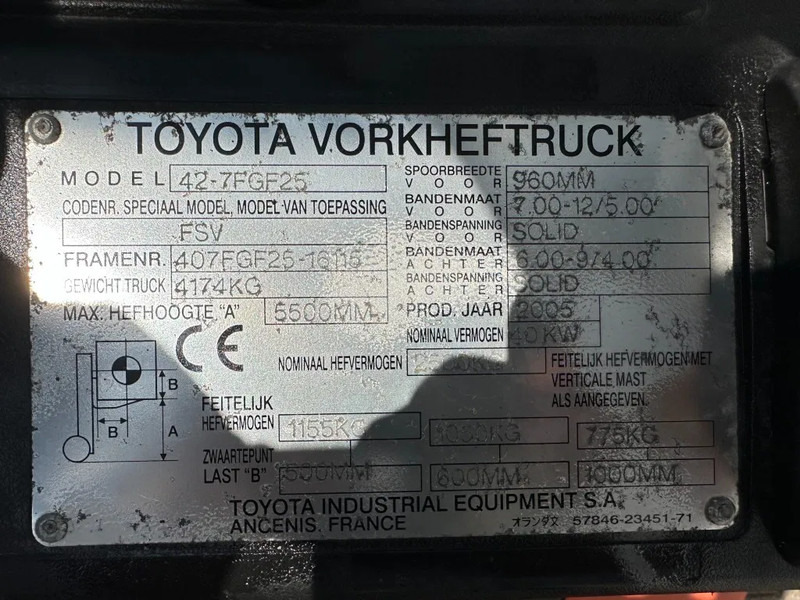 Toyota 2.5 ton Triplex Freelift Sideshift LPG Heftruck - Газовый погрузчик: фото 4 Toyota 2.5 ton Triplex Freelift Sideshift LPG Heftruck - Газовый погрузчик: фото 4