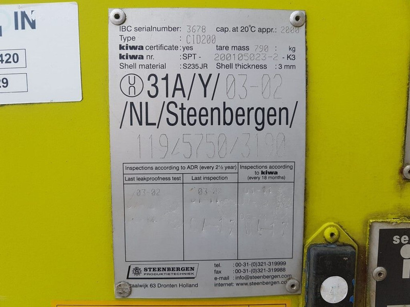 Резервуар для хранения dieseltank Steenbergen 2000 liter Kiwa IBC Dieseltank met handpomp: фото 6