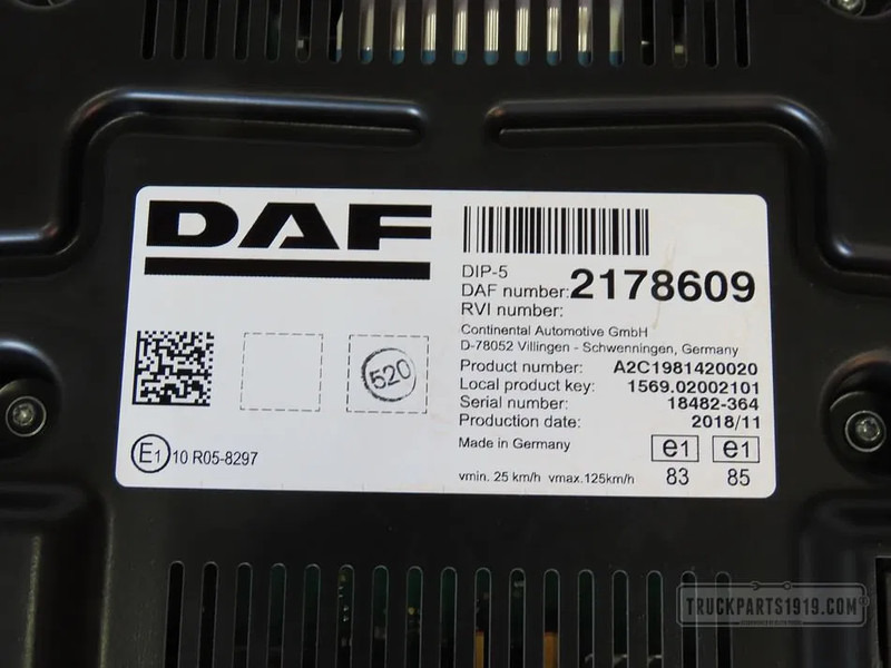 DAF 2178609 Instrumentenpaneel XF 106 - Электрическая система для Грузовиков: фото 2 DAF 2178609 Instrumentenpaneel XF 106 - Электрическая система для Грузовиков: фото 2