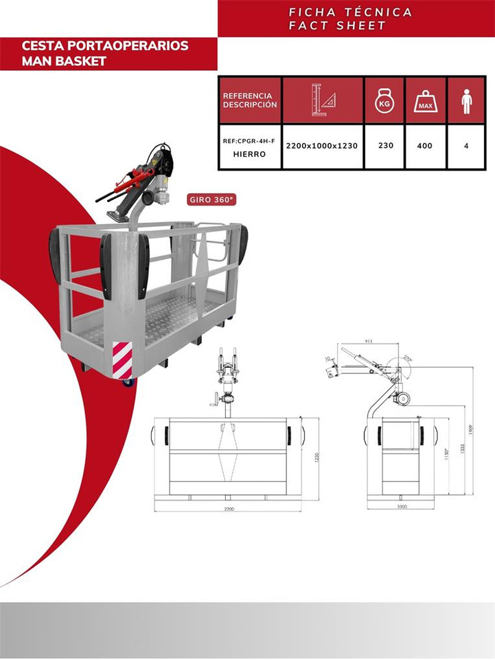 Rotating Iron Man Basket CPGR-4H-F - Навесное оборудование для Кранов-манипуляторов: фото 3 Rotating Iron Man Basket CPGR-4H-F - Навесное оборудование для Кранов-манипуляторов: фото 3