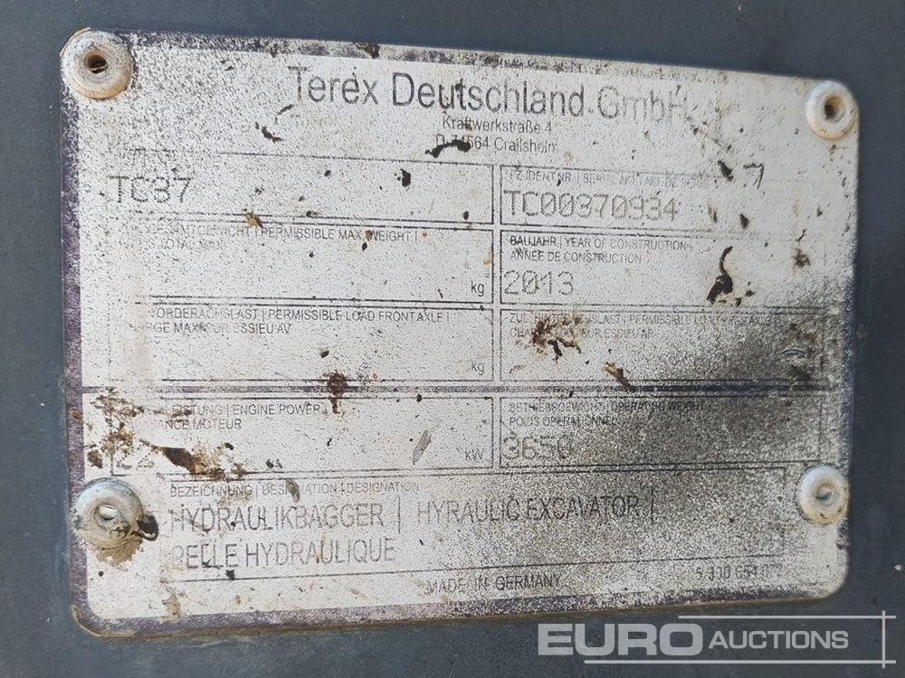 2013 Terex TC37 - Мини-экскаватор: фото 5 2013 Terex TC37 - Мини-экскаватор: фото 5