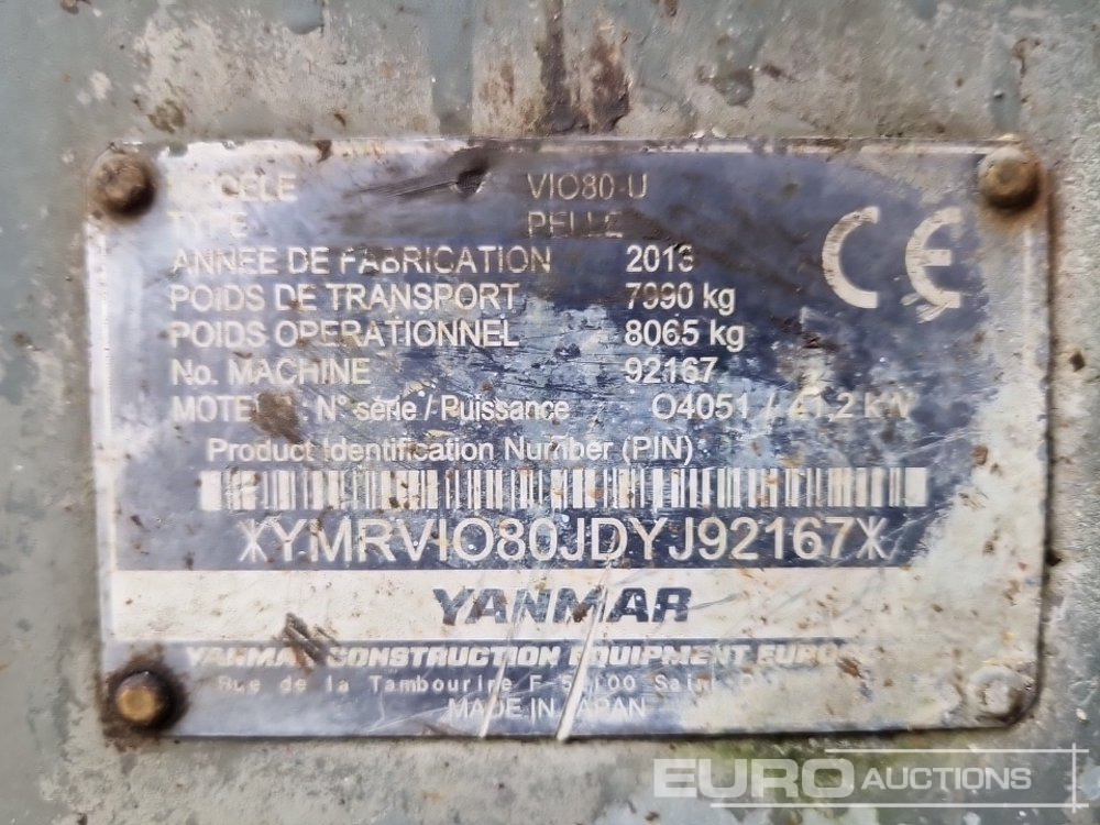 Мини-экскаватор 2013 Yanmar ViO80-U: фото 35