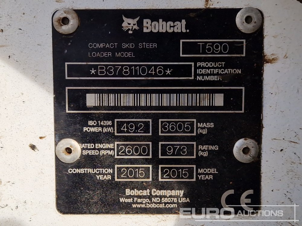 Мини-погрузчик с бортовым поворотом 2015 Bobcat T590: фото 31