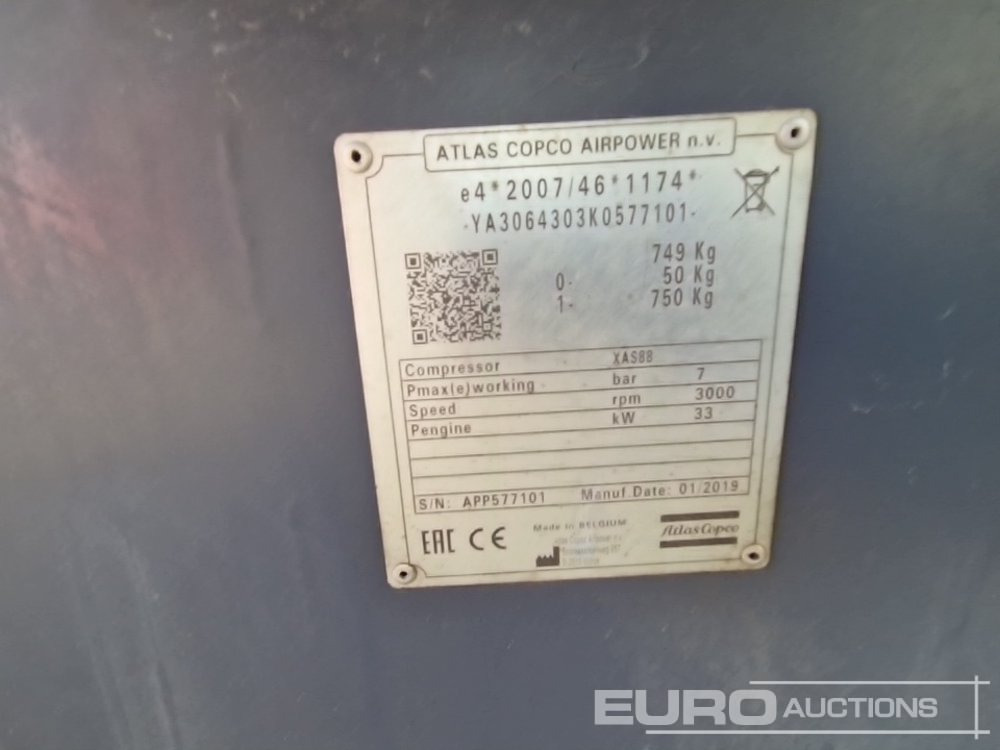 Воздушный компрессор 2019 Atlas Copco XAS88 180CFM: фото 16