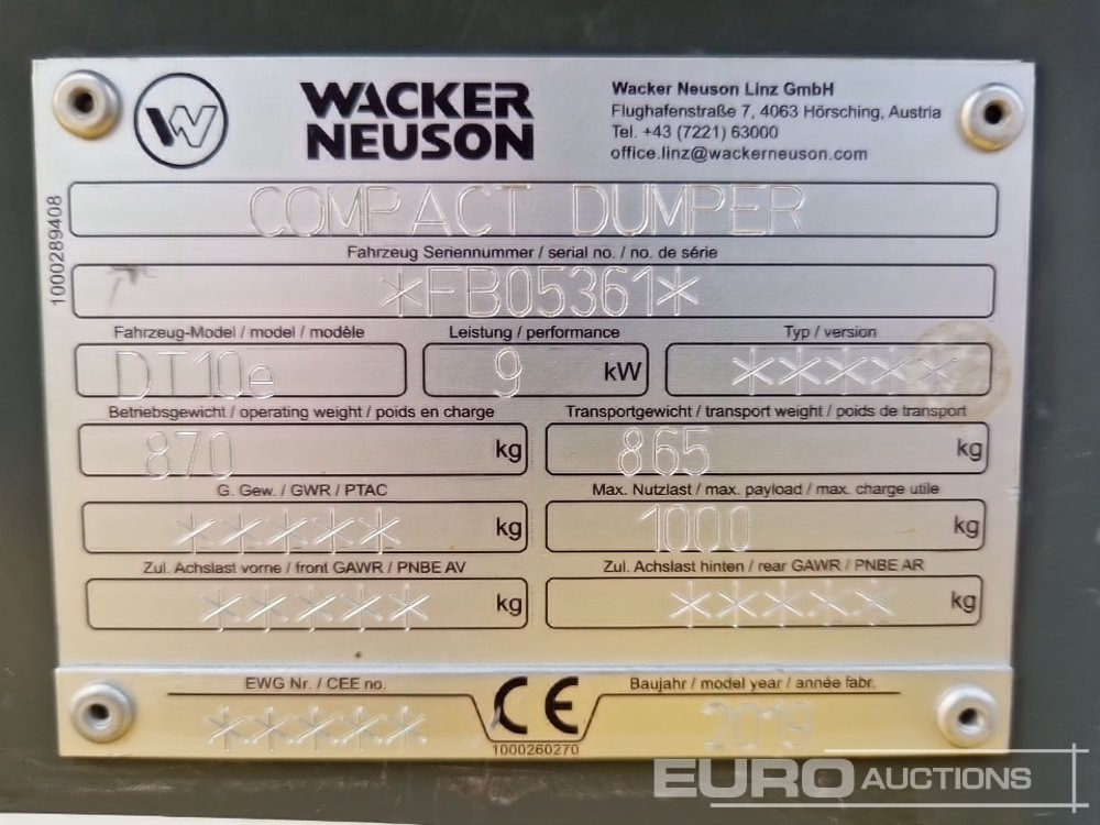 Гусеничный самосвал 2019 Wacker Neuson DT10E: фото 18 Гусеничный самосвал 2019 Wacker Neuson DT10E: фото 18