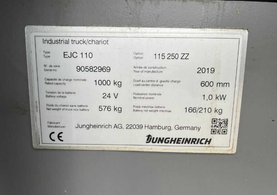 Jungheinrich EJC110 - Штабелер: фото 4 Jungheinrich EJC110 - Штабелер: фото 4