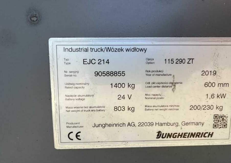 Jungheinrich EJC214 - Штабелер: фото 4 Jungheinrich EJC214 - Штабелер: фото 4
