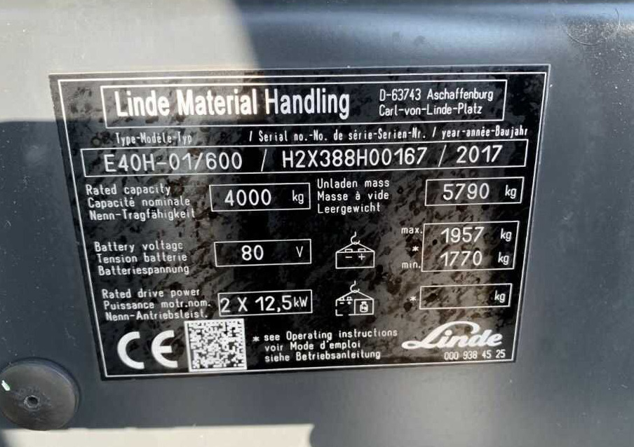 Linde E40H-01/600 - Электропогрузчик: фото 4 Linde E40H-01/600 - Электропогрузчик: фото 4