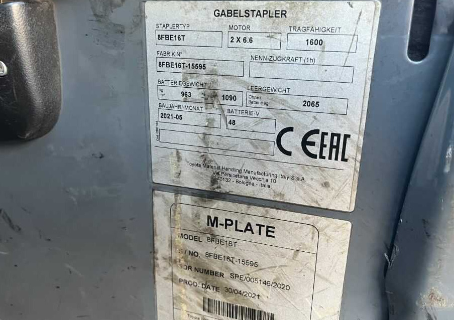 Toyota 8FBE16T - Электропогрузчик: фото 4 Toyota 8FBE16T - Электропогрузчик: фото 4