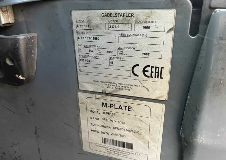 Toyota 8FBE16T - Электропогрузчик: фото 4 Toyota 8FBE16T - Электропогрузчик: фото 4